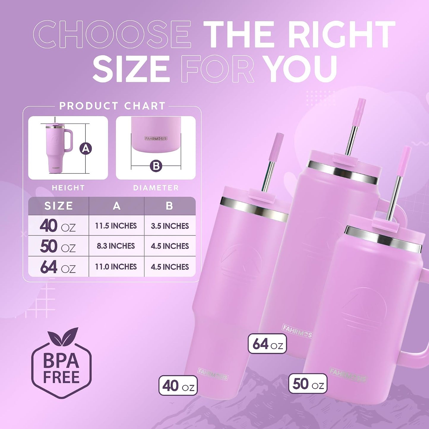 40 Oz Tumbler with Handle and Straw Insulated Cup that Fits in Cup Holder for Hot & Cold Drinks Leak Proof Tumbler with Straw Stainless Steel Travel Mug for Men & Women - Pink