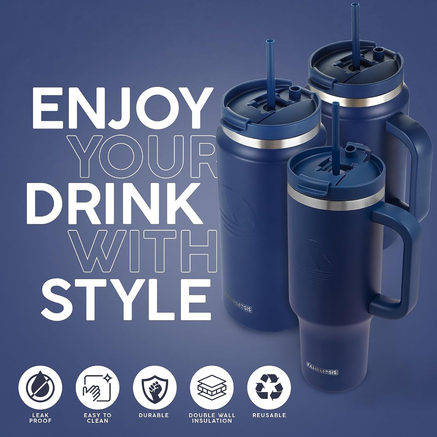 40 Oz Tumbler with Handle and Straw Insulated Cup that Fits in Cup Holder for Hot & Cold Drinks Leak Proof Tumbler with Straw Stainless Steel Travel Mug for Men & Women - Pink