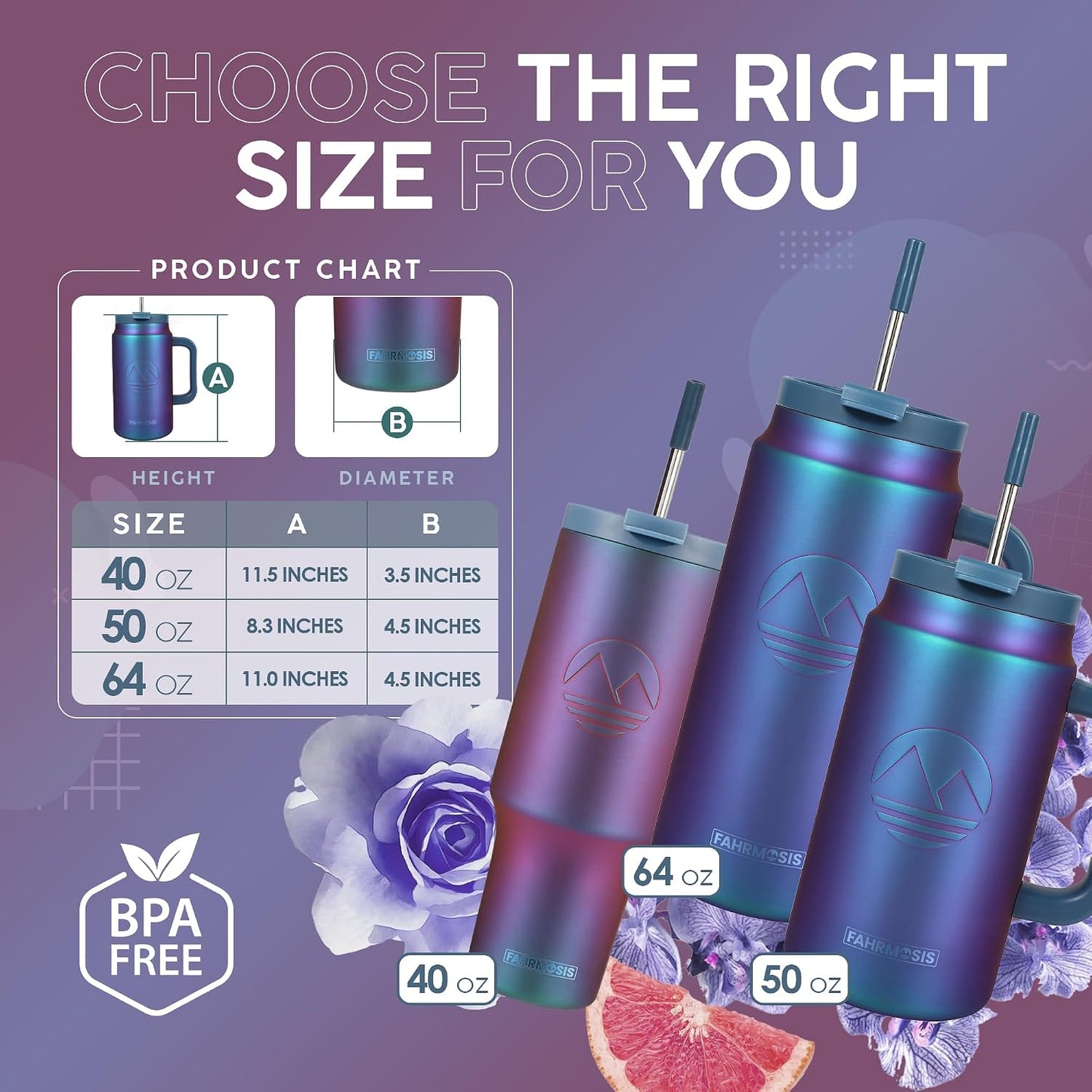 40 Oz Tumbler with Handle and Straw Insulated Cup that Fits in Cup Holder for Hot & Cold Drinks Leak Proof Tumbler with Straw Stainless Steel Travel Mug for Men & Women - Pink