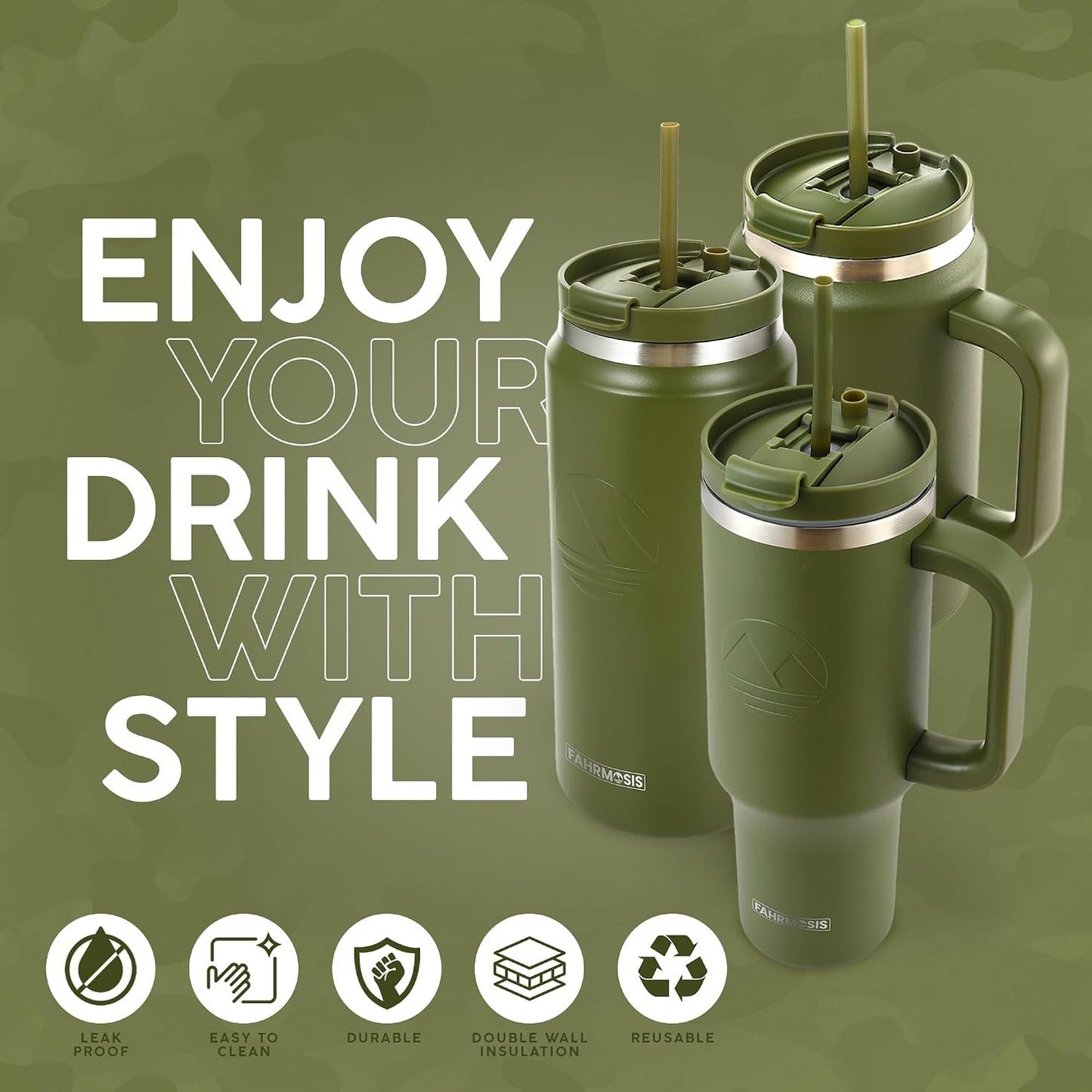40 Oz Tumbler with Handle and Straw Insulated Cup that Fits in Cup Holder for Hot & Cold Drinks Leak Proof Tumbler with Straw Stainless Steel Travel Mug for Men & Women - Pink