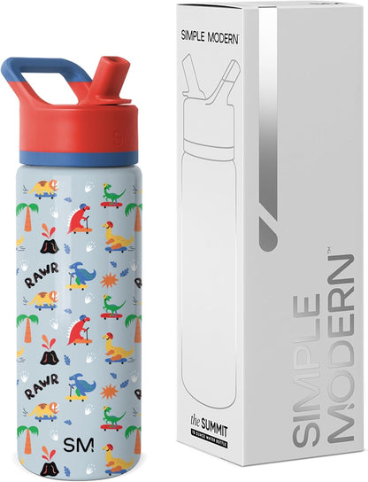 Simple Modern Kids Water Bottle with Straw Lid | 14oz Insulated Stainless Steel Kids Tumbler & Spill Proof Toddler Cup for School, Girls, Boys | Summit | Chloe Floral - Colors B