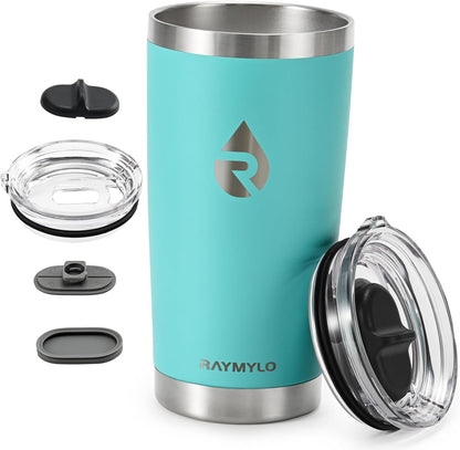 RAYMYLO Insulated Travel Coffee Tumbler 20oz, Detachable & Spill-Proof Slider Lid for Thorough Clean, Stainless Steel Reusable Coffee Mug with Lid Fits Most Car Cup Holder & BPA Free