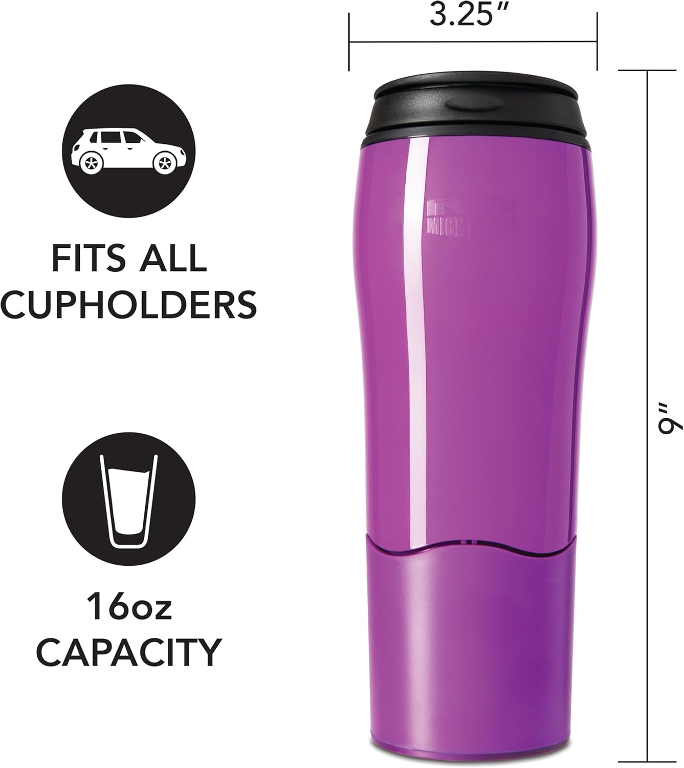 Mighty Mug Plastic Travel Mug, No Spill Double Wall Tumbler, Cold/Hot, Cup-Holder Friendly, Dishwasher Safe, (Cream, 12oz)