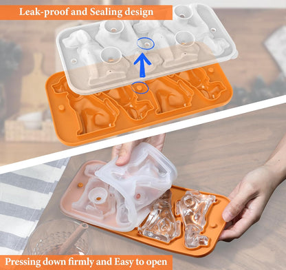 Koluti Nonstick Silicone 9 Ice Cubes Freezer Tray with Plastic Lid, 2-Pack Water Bottle Long Narrow Stick Ice Cube Mold Maker, Ideal for Sport Bottles, Cocktail and Whisky, Dishwasher Safe & BPA Free