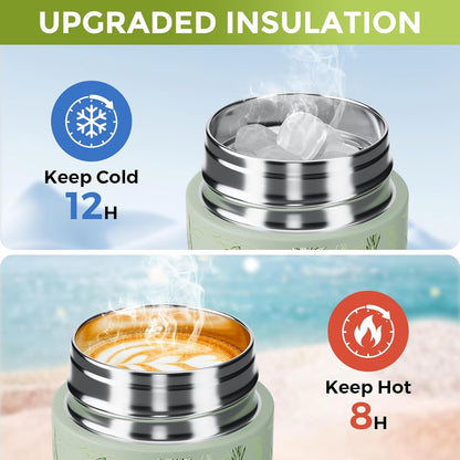 【Upgraded】Exllena Small Insulated Water Bottle 12 oz/350ml– Mini Insulated Water Bottle for Hot & Cold Drinks, Perfect Small Water Bottle for Travel, Purse...(Greyish Blue)