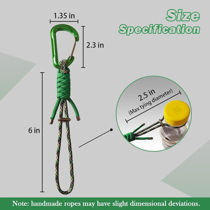 Paracord Keychain - Triangle/D-Shaped Carabiner Clip with Lanyard for Hanging Water Bottle, Key, Backpacks and More