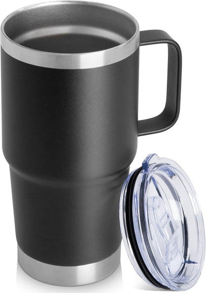 HASLE OUTFITTERS 20oz Tumbler with Handle & Lid, Insulated Stainless Steel Travel Mug, Leakproof Cup for Coffee, BPA-Free Double-Wall Vacuum Tumblers for Hot/Cold Drinks, Commuter, Gym, Office, Blue