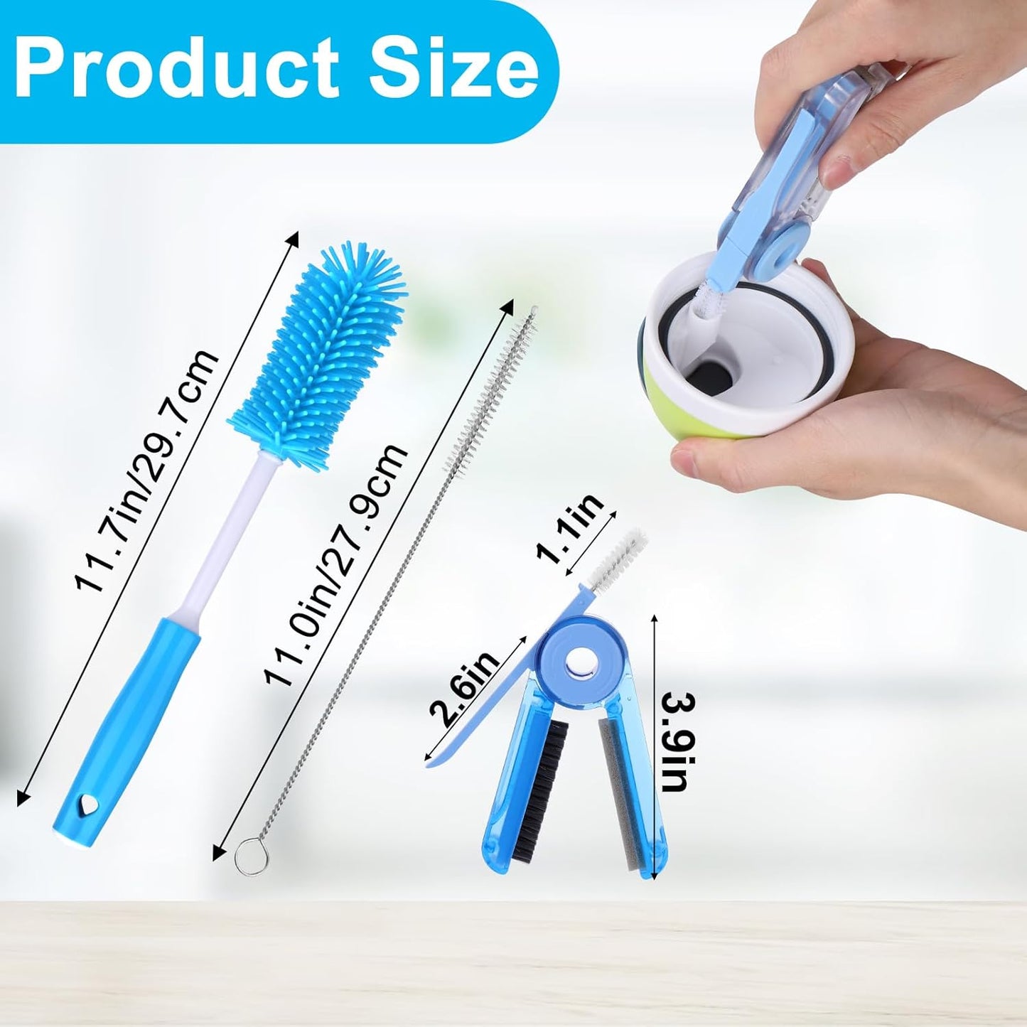 XANGNIER 5 Pcs Water Bottle Cleaner Brush Set for Owala 24oz/32oz/40oz Cup,Multifunctional Bottle Brush and Long Straw Cleaner Brush,Cleaning Kit for Owala/Stanley/Yeti Tumbler Cup Accessories