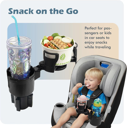 OtterVerz 11 Upgraded Car Cup Holder Tray, 3 in 1 Car Cup Holder Expander Adapter, 360° Rotating Detachable 10.5" Car Food Tray Table for Eating, Road Trip Essentials, Fits Yeti/Hydro Flask 16–46oz
