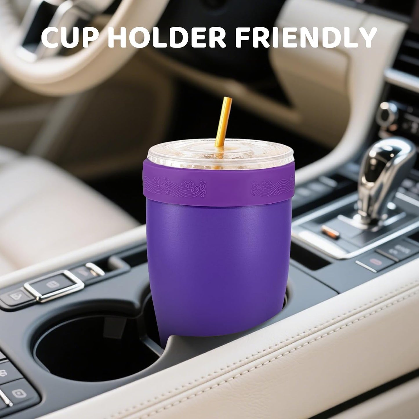 Universal Iced Coffee Sleeve,32oz Double Wall Stainless Steel Insulator Fits 16-32oz Starbucks/Dunkin/McDonalds Cups,Reusable Iced Coffee Cup Holder,Leak-Proof Tumbler for Hot,Cold Drink