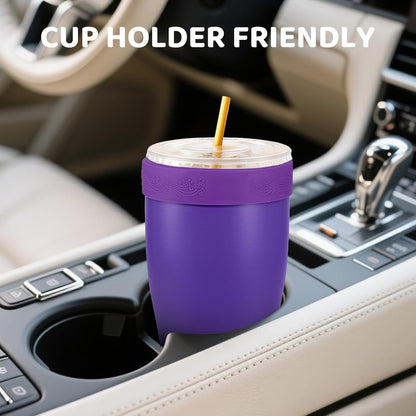 Universal Iced Coffee Sleeve,32oz Double Wall Stainless Steel Insulator Fits 16-32oz Starbucks/Dunkin/McDonalds Cups,Reusable Iced Coffee Cup Holder,Leak-Proof Tumbler for Hot,Cold Drink