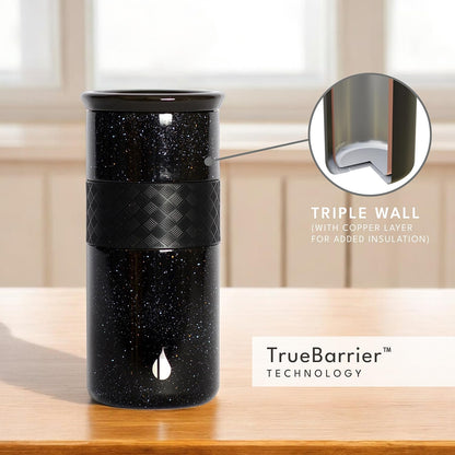Elemental Artisan Insulated Tumbler, Triple Wall Coffee Travel Mug, Reusable Stainless Steel Coffee Tumbler with Ceramic Lid, Thermal Coffee Cups for Hot (6 Hrs) & Cold (18 Hrs), 16oz - Forest Green