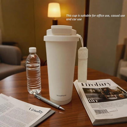 16oz Car Travel Mug | Leak-Proof Double Wall Vacuum Insulated Coffee Cup, 6H Hot/12H Cold Stainless Steel Tumbler with Lanyard for Car Commute, Office & Outdoor Use