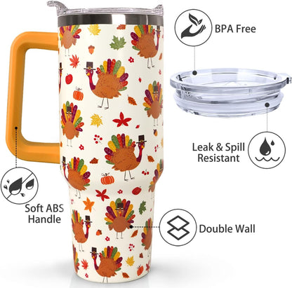 Ceovfoi 40 oz Pickleball Coffee Mug Vacuum Insulated Travel Tumbler with Handle, Lid & Straw - Perfect Pickleball Gifts for Players, Coaches, Lovers | Pickleball Accessories