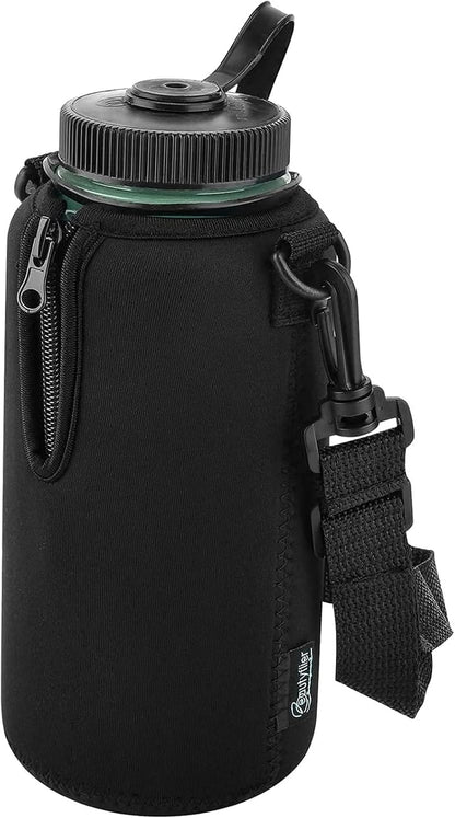 Beautyflier Neoprene Water Bottle Sleeve Insulator Cooler, Compatible with Nalgene Water Bottle 32 OZ, with Adjustable Shoulder Strap for Hydro Flask Wide Mouth Bottle 32oz, etc.