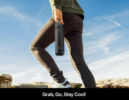 POWCAN 26 oz Insulated Water Bottle with 2-in-1 Straw and Spout Lid, Keep Cold 24H, Leak-Proof, Fits in Car Cup Holder, Stainless Steel Water Bottle for Sports, Travel, and School (Mint)