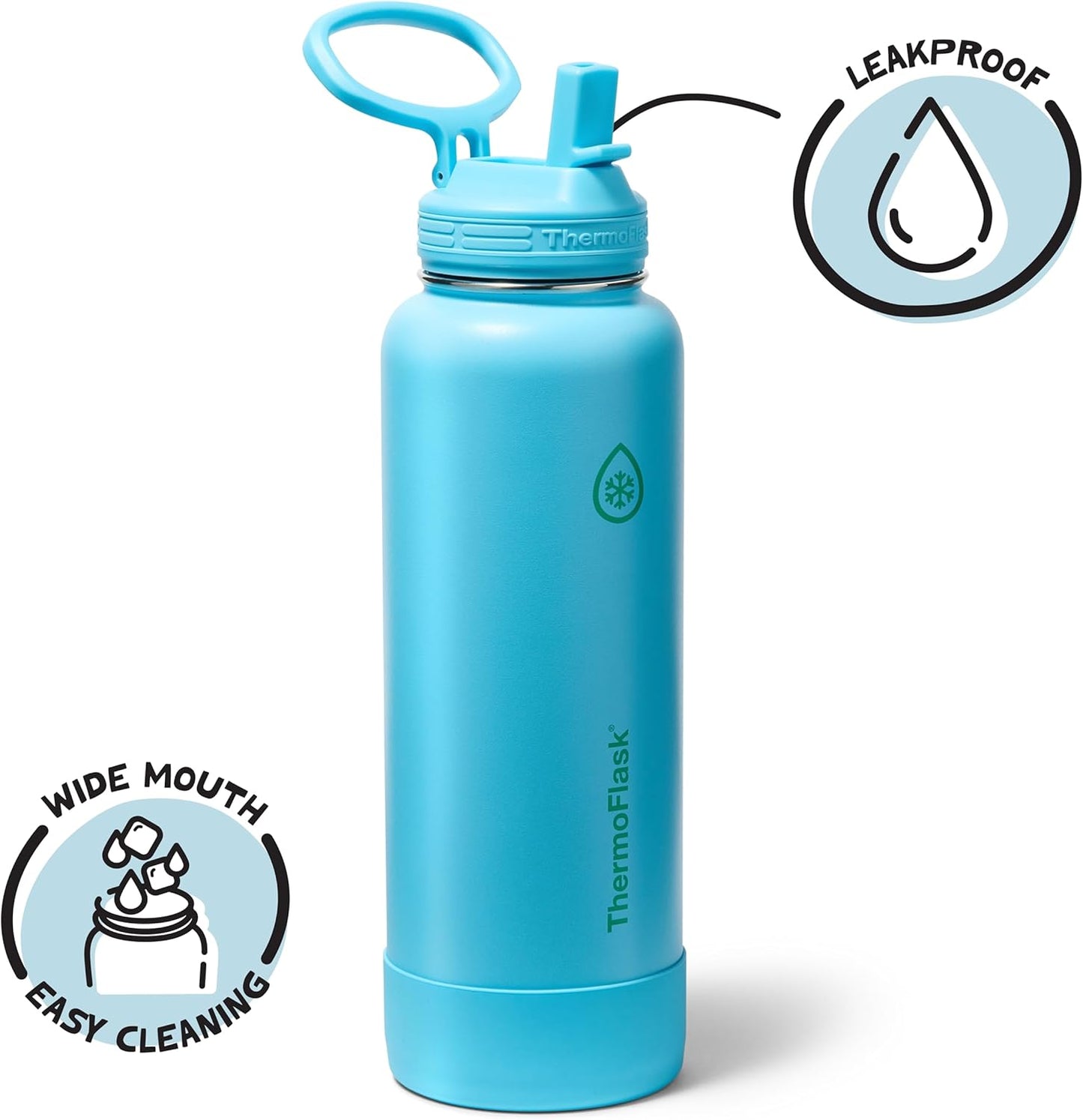 ThermoFlask Insulated Water Bottle with Spout Lid (24 oz, Lemonade Stand) - Leakproof, Stainless Steel Water Bottle for Cold & Hot Drinks, Travel & Daily Hydration