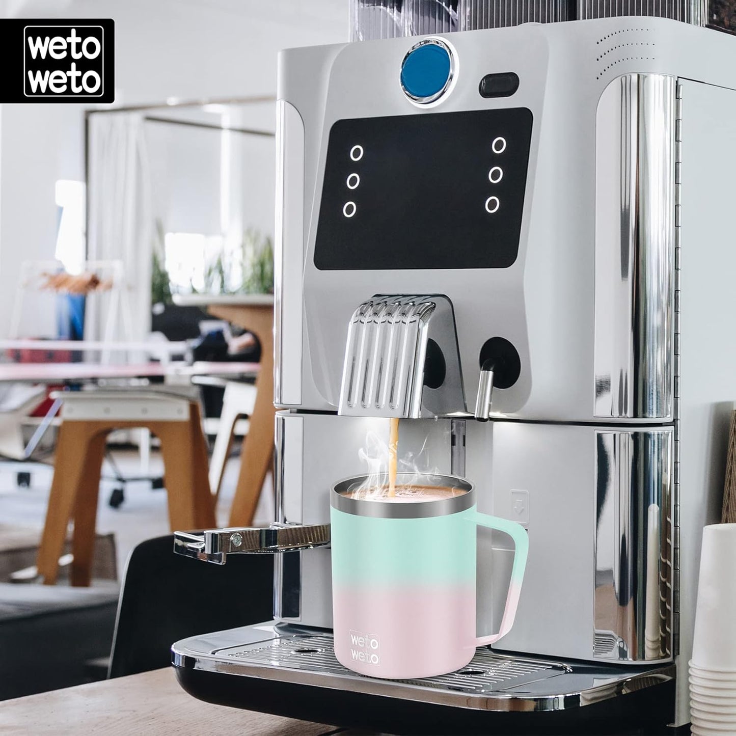 WETOWETO 14 oz Coffee Mug, Vacuum Insulated Camping Mug with Lid, Double Wall Stainless Steel Travel Tumbler Cup, Thermal Coffee Mug, Powder Coated Navy Blue