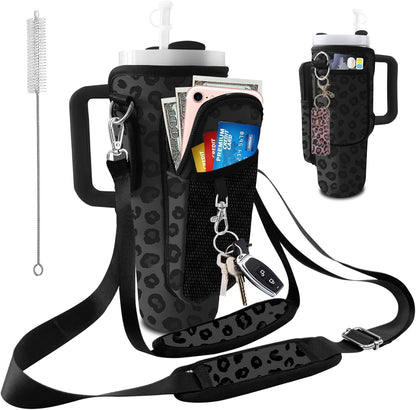 Stanley Carrier Bag for Stanley 40oz/30ozTumbler with Phone with 2 Adjustable Strap,3 Pockets Bottle Stanley Cup Carrier Bag & Case,Accessories for Hiking Travelling