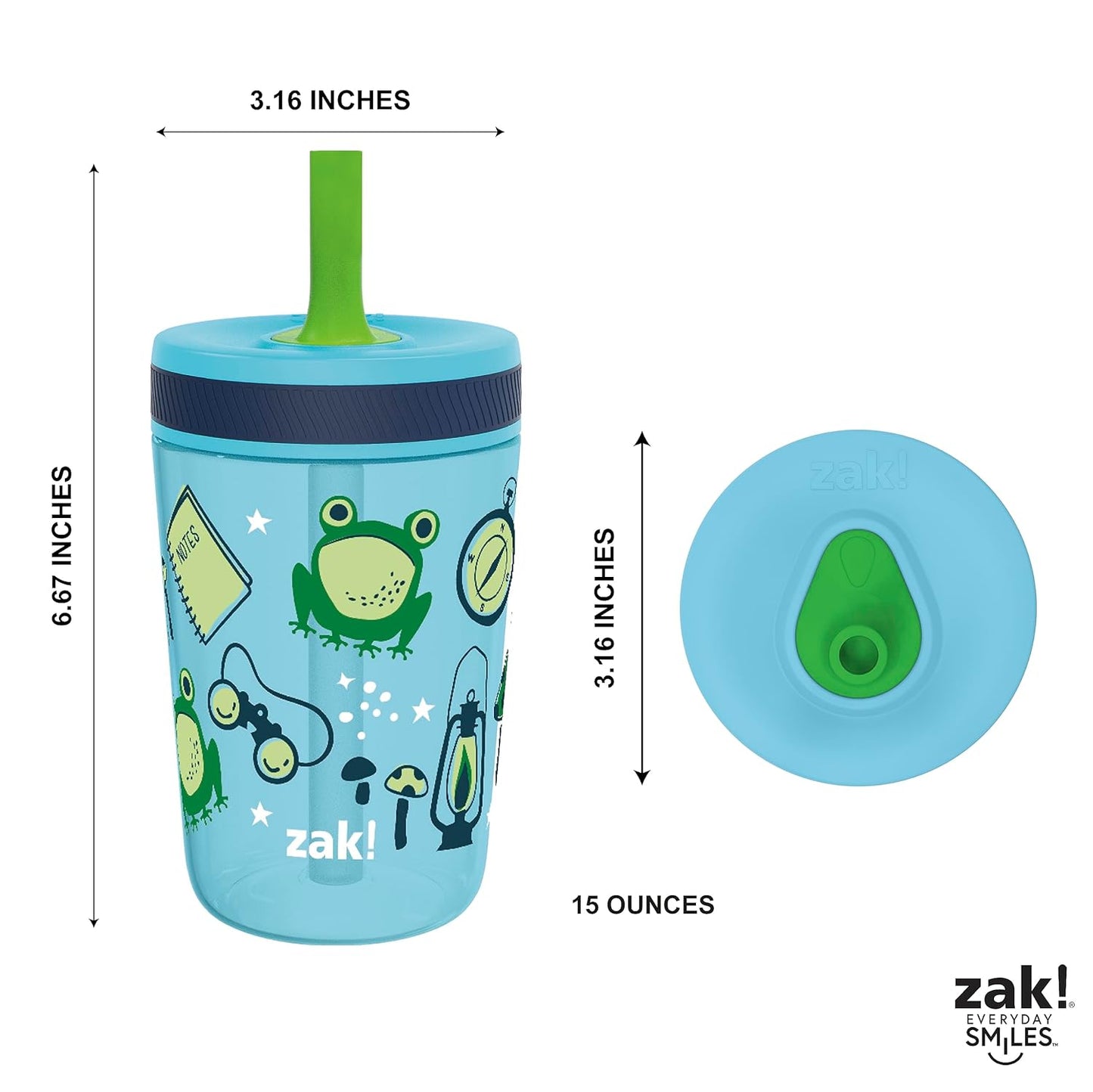 Zak Designs 15oz Bluey Kelso Tumbler Set, Leak-Proof Screw-On Lid with Straw Made of Durable Plastic and Silicone, Perfect Bundle for Kids, 2 Count (Pack of 1) - Colors B