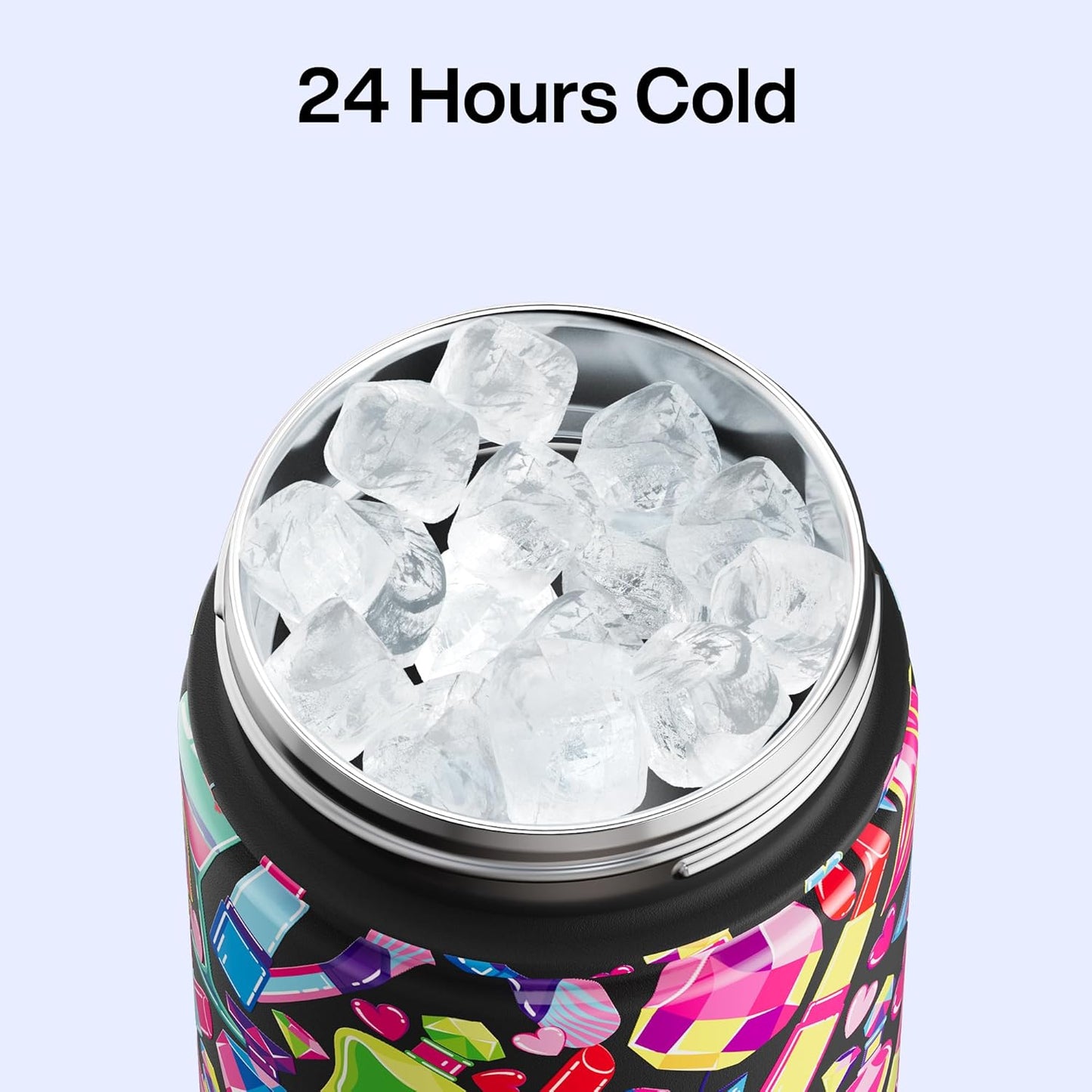 ENCOOL Insulated Water Bottle with Straw Stainless Steel Water Bottle, Leak-Proof, BPA-Free, Double Wall Vacuum Keeps Cold for 24 Hours for Sports, Travel, School (26 oz, Cotton Candy) - Colors C