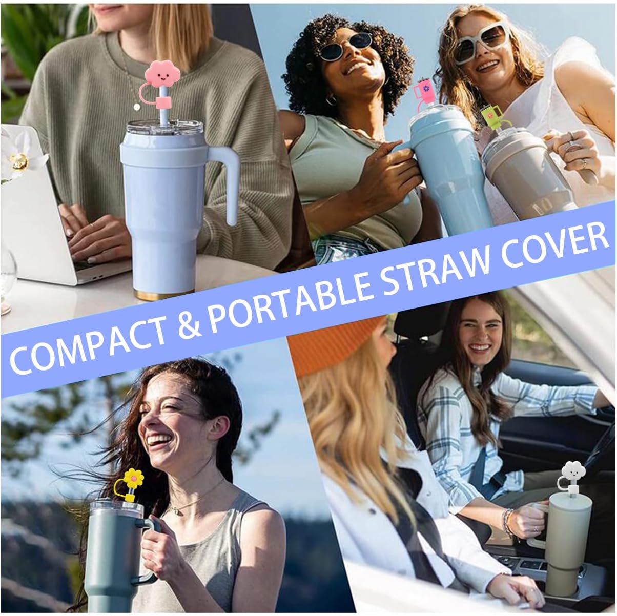 Straw Cover Cap for Stanley Cup,Silicone Straw Topper 10 mm 0.4 in Reusable Straw Tips Lids,Straw Tip Covers for Stanley Cups Accessories