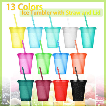 Sieral 30 Pack Cups with Lids and Straws Kids Tumbler with Straw Reusable Water Bottle Iced Coffee Travel Mug Adults Plastic Cups for Parties 16 oz (Candy Colors)