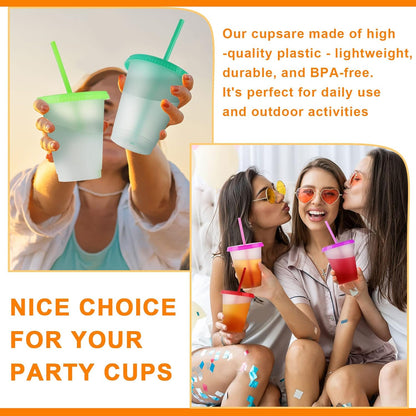 Sieral 30 Pack Cups with Lids and Straws Kids Tumbler with Straw Reusable Water Bottle Iced Coffee Travel Mug Adults Plastic Cups for Parties 16 oz (Candy Colors)