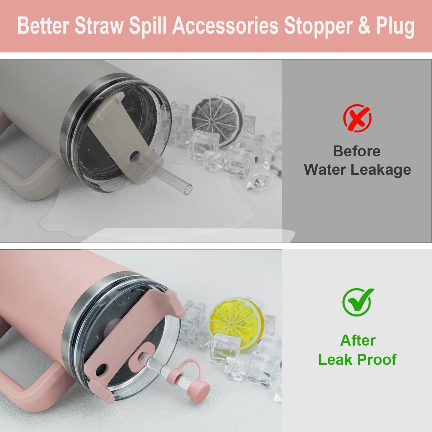 Replacement Straw Compatible with Stanley 40 oz 30 oz Cup Tumbler, 6 Pack Reusable Straw with Cleaning Brush, Plastic, Clear