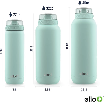 Ello Cooper 22oz Stainless Steel Water Bottle with Straw and Carry Handle, Double Walled and Vacuum Insulated Metal, Leak Proof Locking Lid with Soft Silicone Spout, Reusable, BPA Free, Lilac