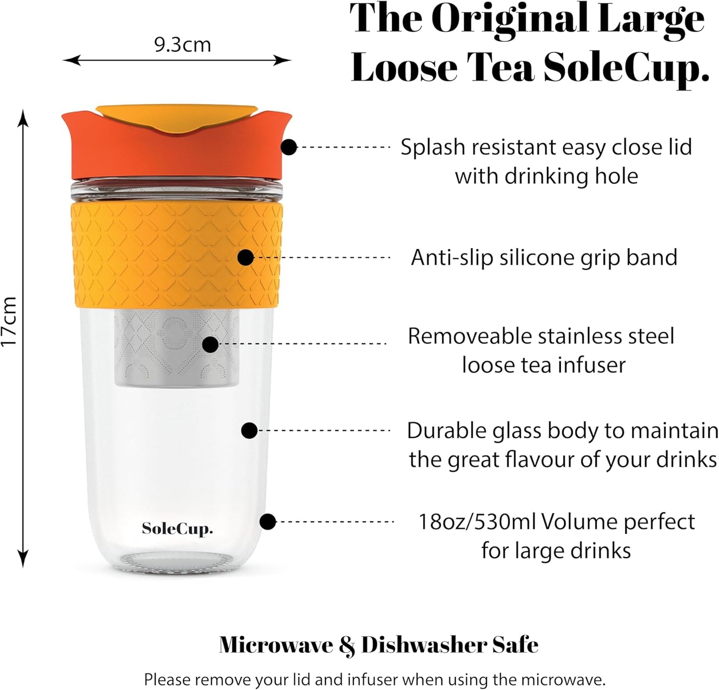 Travel Mug Loose Tea Infuser - Detachable Tea Strainer with Spillproof Lid - BPA-Free Reusable Glass Travel Coffee Cup with Silicone Band (Ice Cream, 12oz)