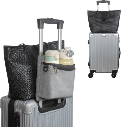 Luggage Travel Cup Holder with Luggage Straps Free Hand Drink Caddy Beverage Holder Travel Accessories Gift for Flight Attendants Businessmen Travelers Fits Roll on Suitcase Handles Black