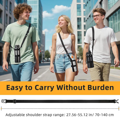 Nuovoware Water Bottle Holder With Strap, 2 Pack Elastic Water Bottle Sling Bag for 20-40 Oz, Lightweight Crossbody Bag With Shoulder Strap for Walking Hiking Camping Traveling, Black+Black