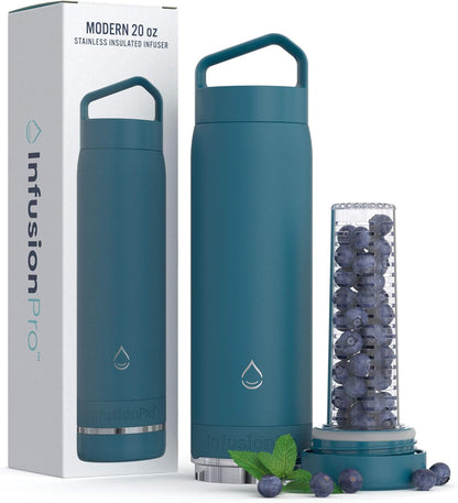Infusion Pro Fruit Infuser Water Bottle with Straw Lid (32 oz) Stainless Steel Vacuum Insulated : 50 Recipe Fruit Infusion eBook : More Flavor : Easy Cleaning : Great Gift