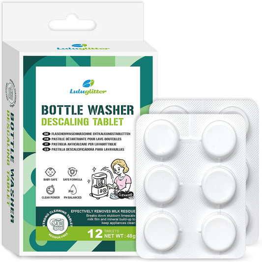 Baby Bottle Washer Descaling Tablet, Descaler Tablet to Remove Limescale & Mineral Buildup, Compatible with most baby bottle washers, 12 Count