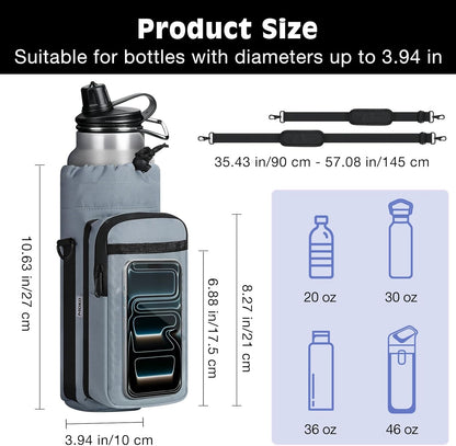 MoKo Magnetic Gym Bag, Magnetic Water Bottle Holder with Clear Phone Pouch, Built-in 4 Magnets Fitness Bag for Men and Women Compatible with Most Water Bottles, Gym Accessories Gifts, Black
