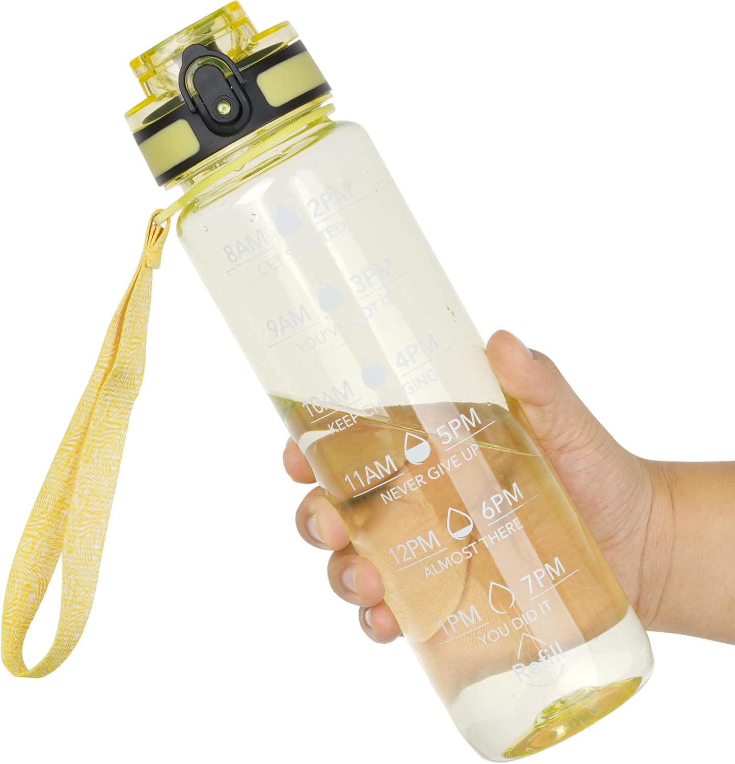 OLDLEY Water Bottle, 32oz Motivational Sports Water Bottle with Time Marker - Times to Drink - Tritan, BPA Free, Wide Mouth Leakproof, Clear (1 Bottle)