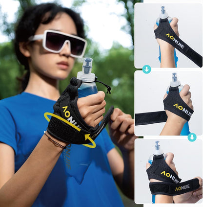 TRIWONDER Handheld Water Bottle for Running, Quick Grip Chill 17 oz Handheld Soft Water Bottle with Hand Strap Hydration Pack, BPA Sport Soft Flask (Blue)
