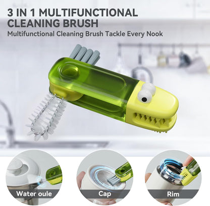 3 in 1 Cup Lid Gap Cleaning Brush Set, Multifunctional Bottle Cleaning Brush, Silicone Cup Lid Gap Cleaner, Home Kitchen Crevice Cleaning Tools (Multicolored)