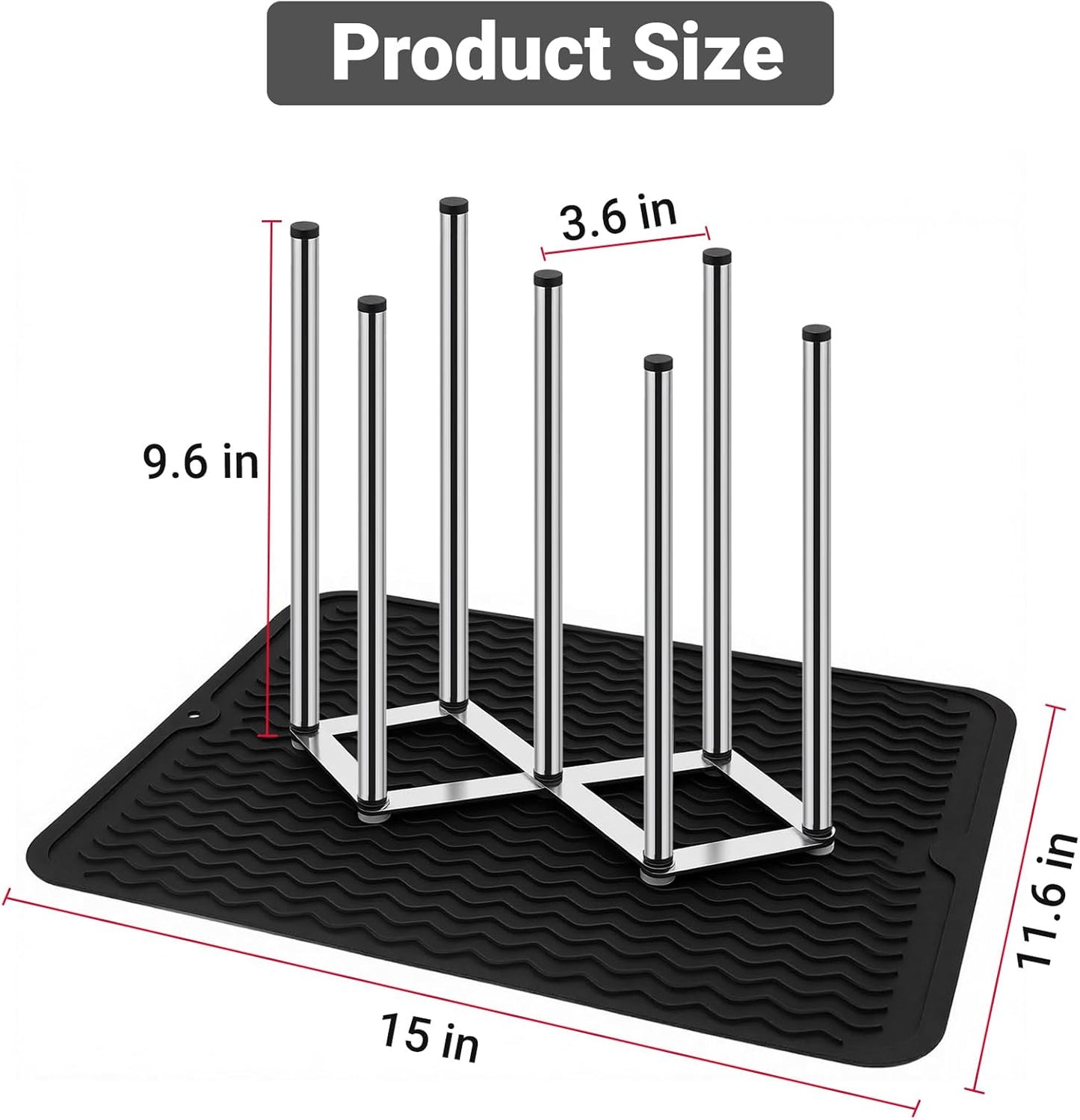 Stainless Steel Bottle Drying Rack with Non-Slip Silicone Mat – Foldable Water Bottles Dryer Stand for Cups, Tumblers, Wine Glasses & Baby Bottles, Space-Saving Countertop Bottle Rack Organizer