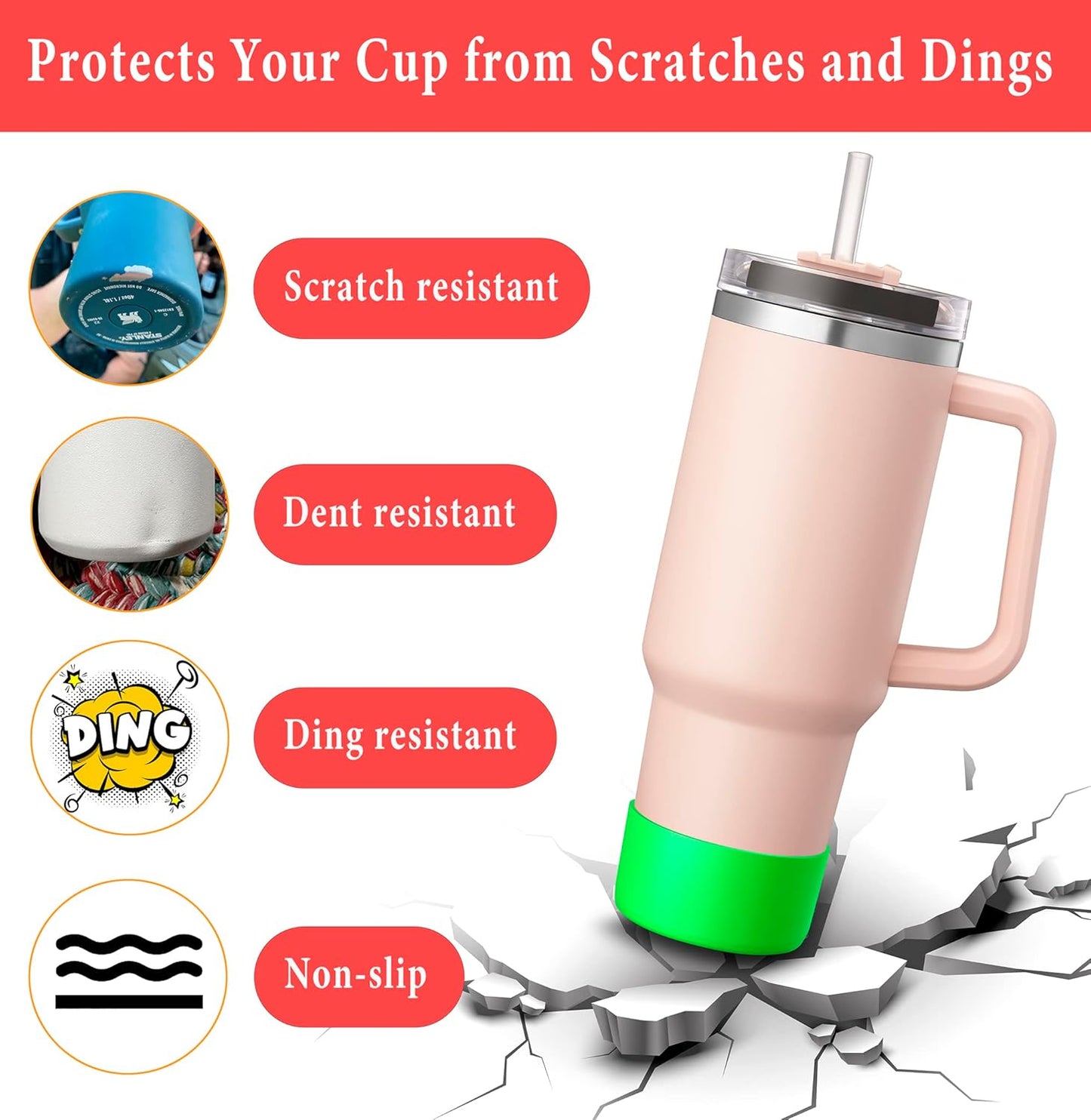 KTKUDY 2Pcs Silicone Boot for Stanley Quencher Tumbler 30 oz 40 oz & IceFlow 20 oz 30 oz & Fit Owala Freesip Water Bottle & Fit Hydro Flask & More - Cup Bottom Accessories Fit Stanley Cup