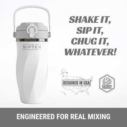 Earth Stone - 24oz Insulated Protein Shaker Bottle - Medical-Grade 316 Stainless Steel - Patent-Pending Clump-Free Design - Odor Proof & Leak-Proof Metal Blender Cup