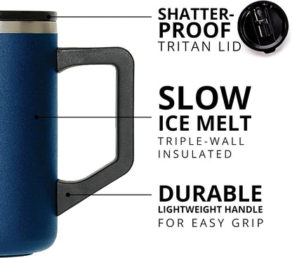 Elemental Insulated Coffee Mug - Triple-Wall Stainless Steel Summit Travel Cup for Hot and Cold Drinks - Thermal Coffee Mug with Lid and Handle for Camping, Office & Travel 16oz - Rainbow Speckle