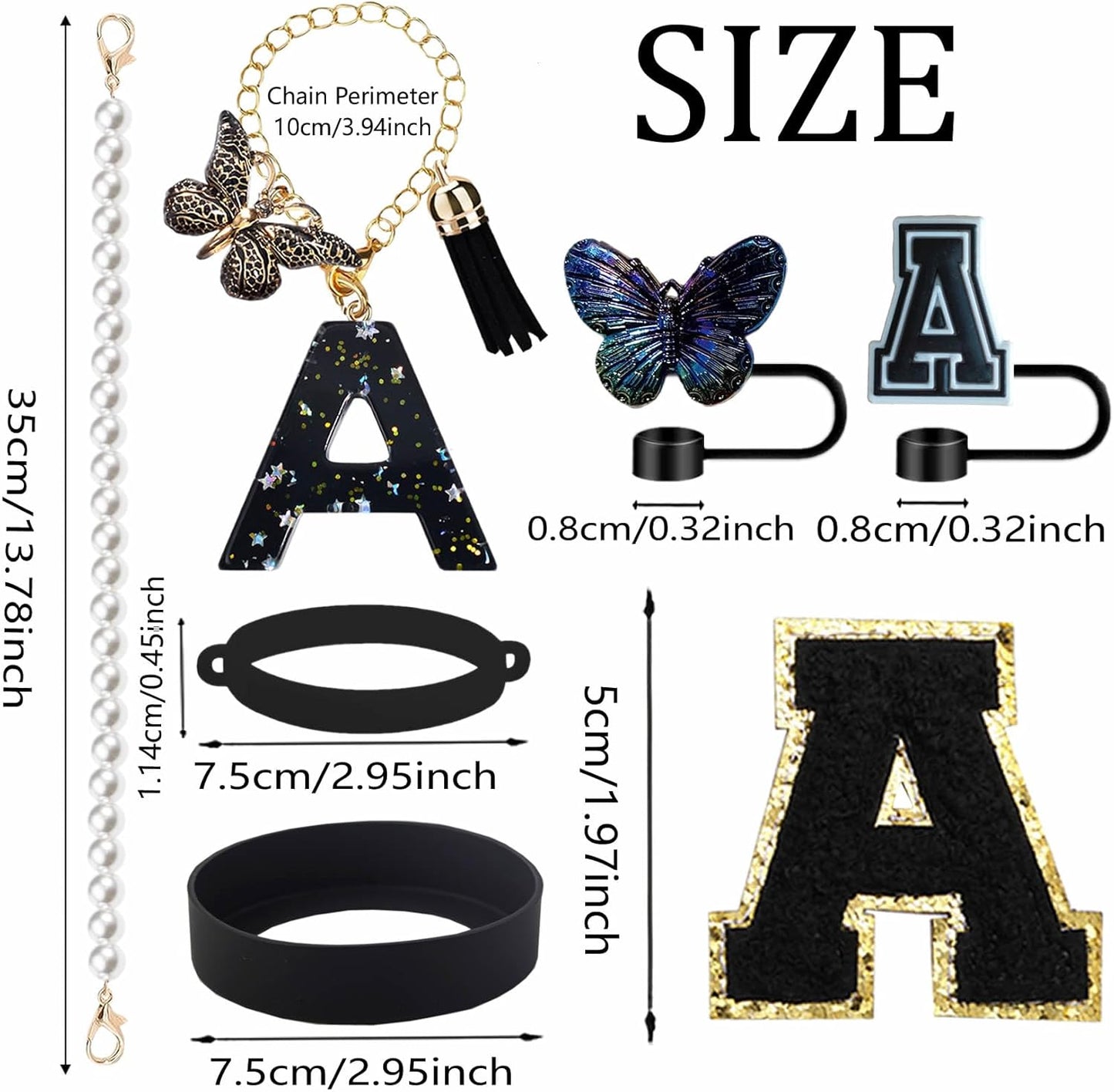 7pcs Cup Accessories for Stanley 30/40oz Tumbler, Handle Strap, Straw Cover, Silicone Boot, Letter Charm Stickers