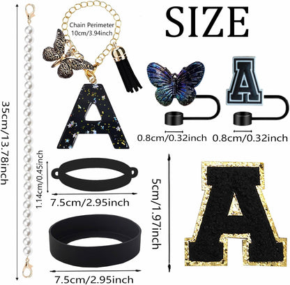 7pcs Cup Accessories for Stanley 30/40oz Tumbler, Handle Strap, Straw Cover, Silicone Boot, Letter Charm Stickers