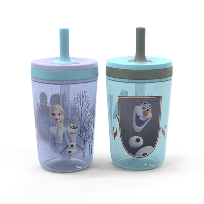 Zak Designs 15oz Bluey Kelso Tumbler Set, Leak-Proof Screw-On Lid with Straw Made of Durable Plastic and Silicone, Perfect Bundle for Kids, 2 Count (Pack of 1) - Colors A