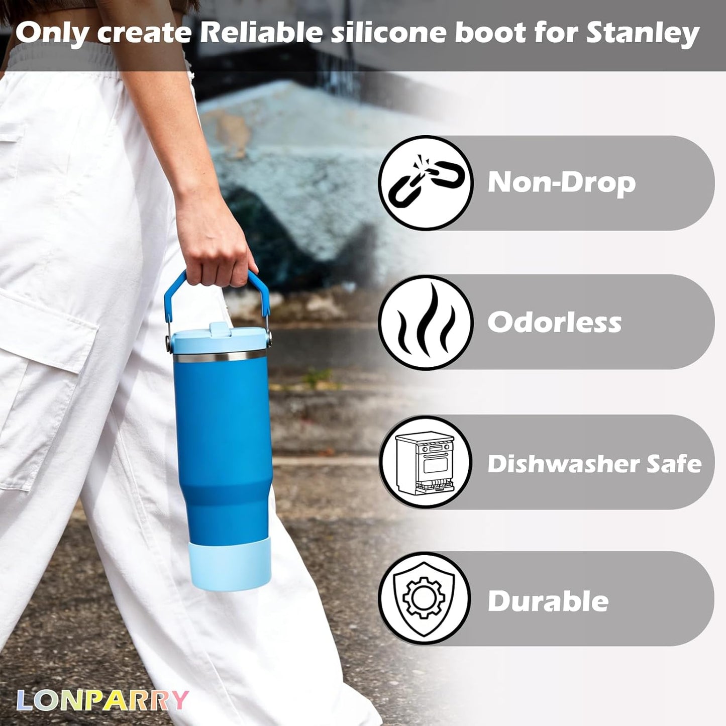 2-Pack Silicone Boot for Stanley Cup 30oz & 40oz, Anti-Slip & Noise Reducing Bottom Protector, BPA-Free Tumbler Base Cover for Quencher H2.0 30/40oz & IceFlow 20/30oz, Accessories for Car & Travel