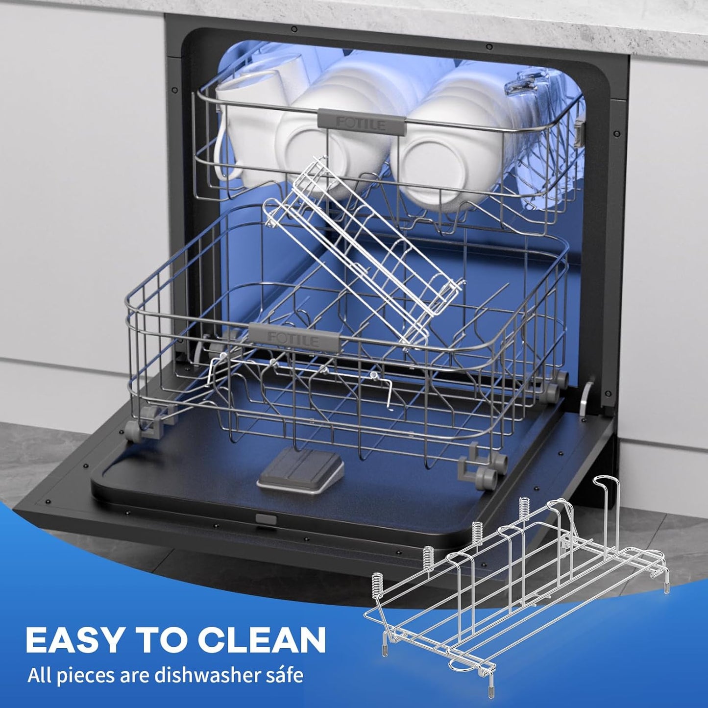 Bottle Drying Rack Stainless Steel Fold Water Bottle Drying Rack Organizer with Straw Holder for Baby Bottles,Cups, Mugs and Glass, Sports Bottles Dryer Countertop
