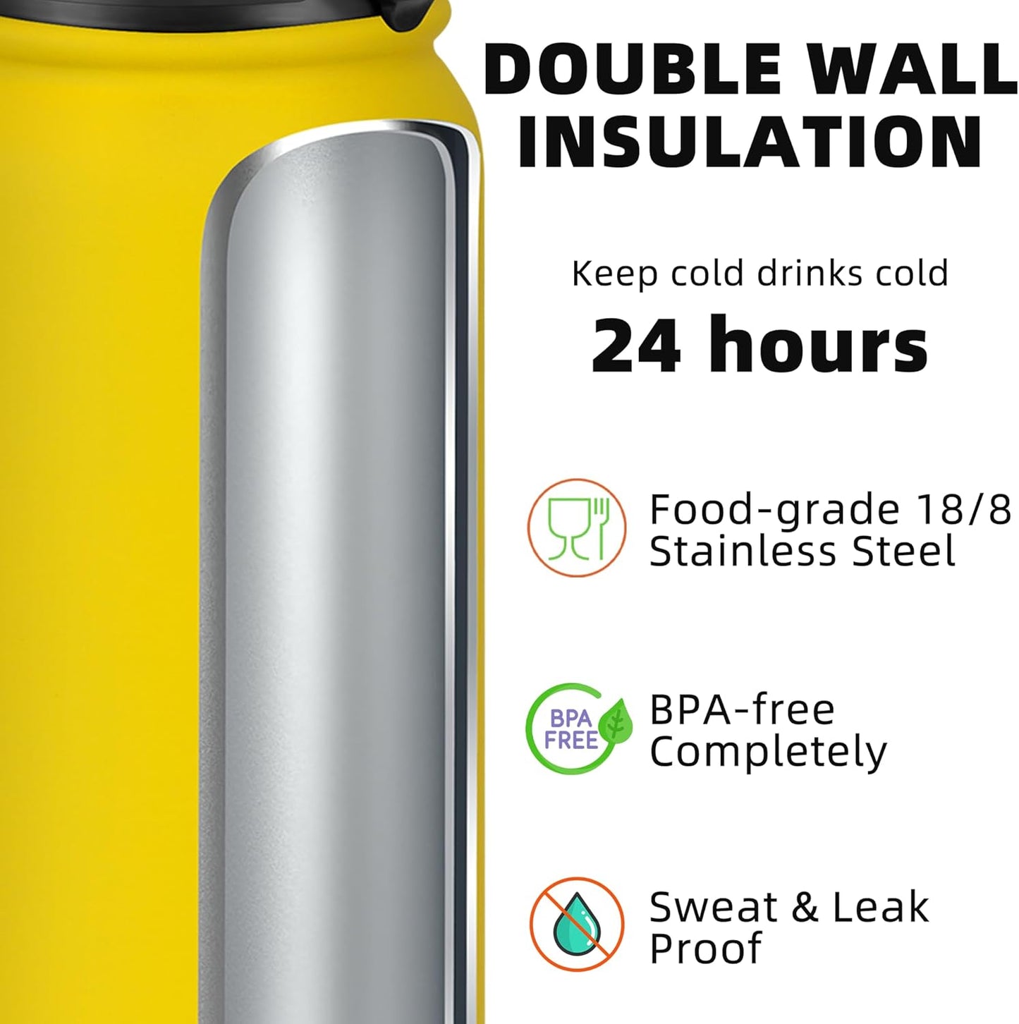 Fanhaw 20 oz Insulated Stainless Steel Water Bottle with Anti-Dust Chug Lid, Leakproof Vacuum Metal Everyday Use Bottle for Kids, Teens & Adults, Back to School Essentials (Green Blue)
