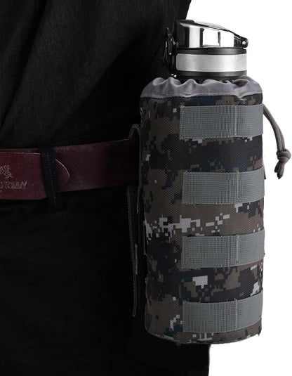 Gonex Tactical MOLLE Water Bottle Pouch, Drawstring Open Top & Mesh Bottom Travel Water Bottle Bag Hydration Carrier